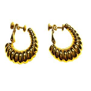 Vintage Napier designer clip on earrings faux hoops classic goldtone boss lady